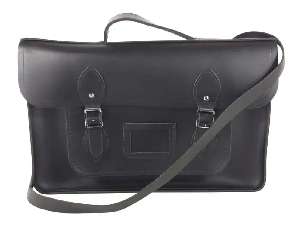 Cambridge Satchel Company Classic Leather Messenger Bag Medium Mens Black $275